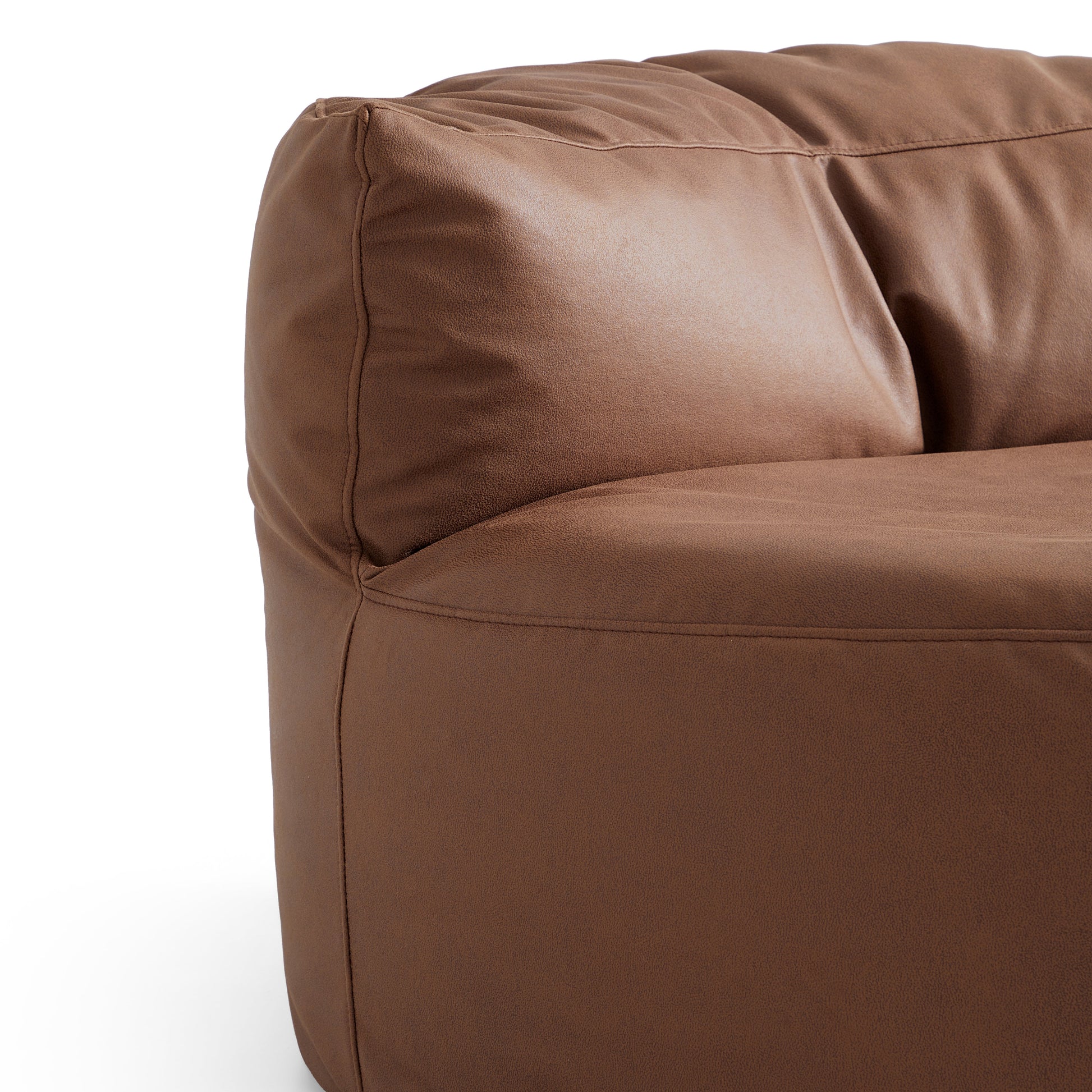 Eclipse lounge Leathaire Gray Beanbag With Ottoman-Brown