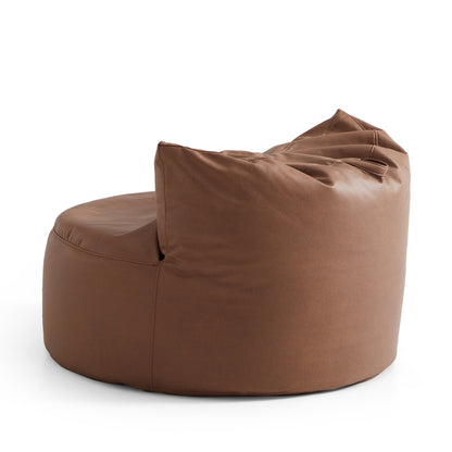 Eclipse lounge Leathaire Gray Beanbag With Ottoman-Brown