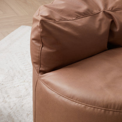 Eclipse lounge Leathaire Gray Beanbag With Ottoman-Brown