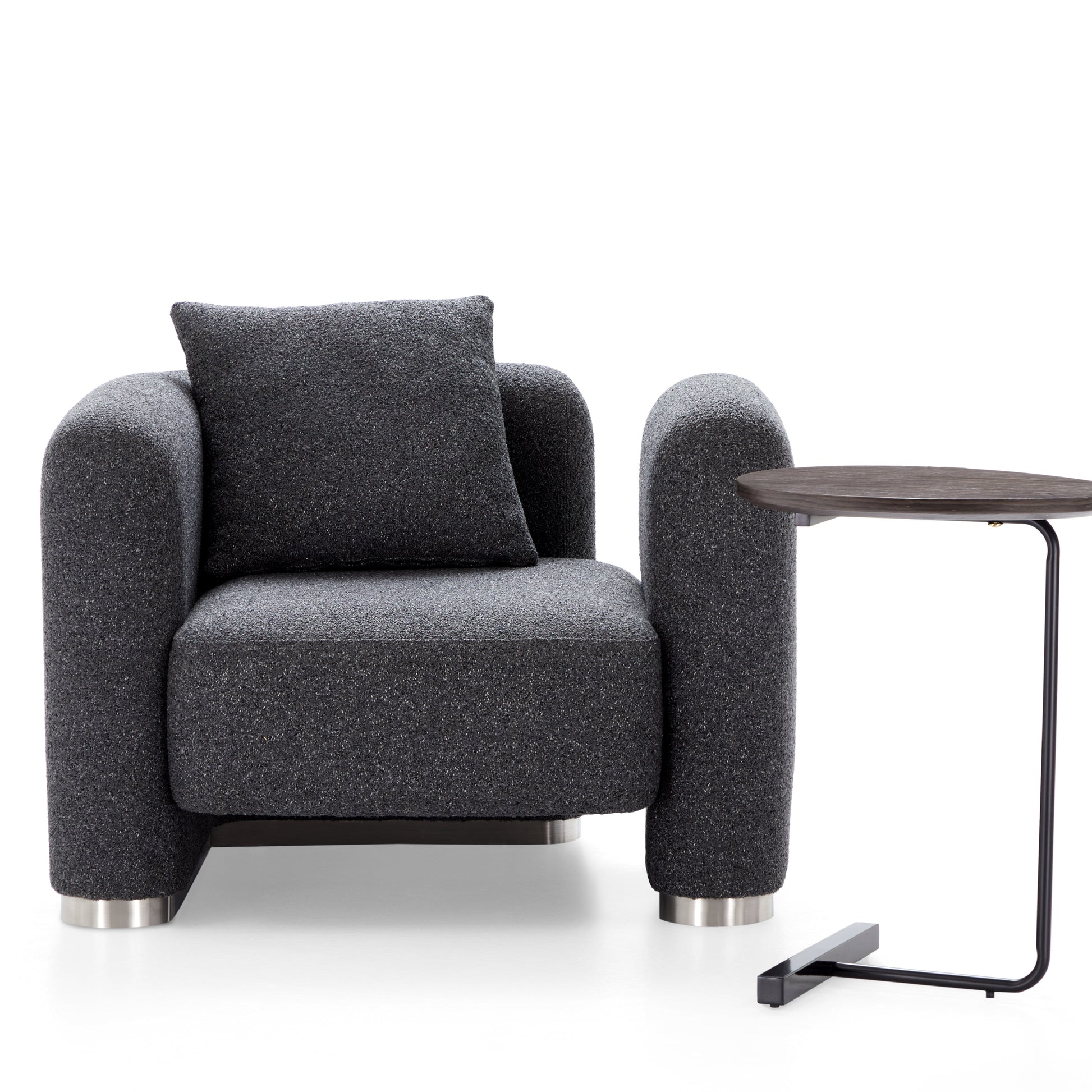 Obsidian Dark Gray Polyester Fabric Accent Chair-Dark Gray