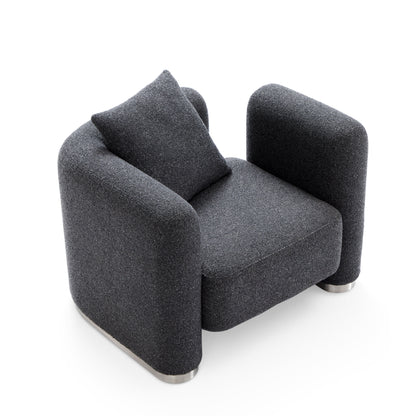 Obsidian Dark Gray Polyester Fabric Accent Chair-Dark Gray
