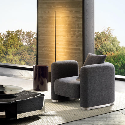 Obsidian Dark Gray Polyester Fabric Accent Chair-Dark Gray