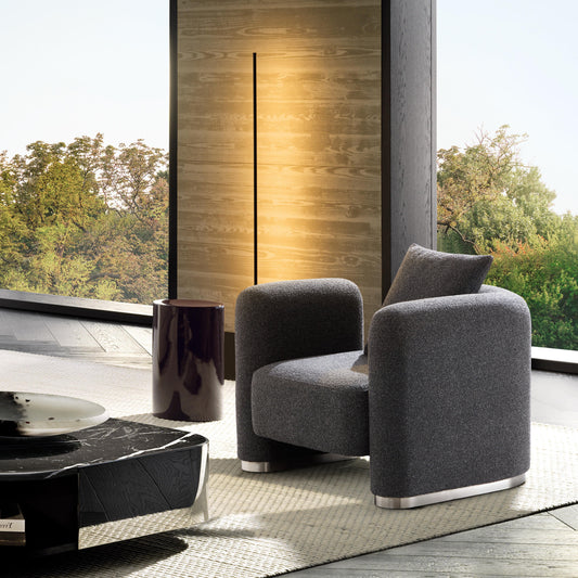 Obsidian Dark Gray Polyester Fabric Accent Chair-Dark Gray