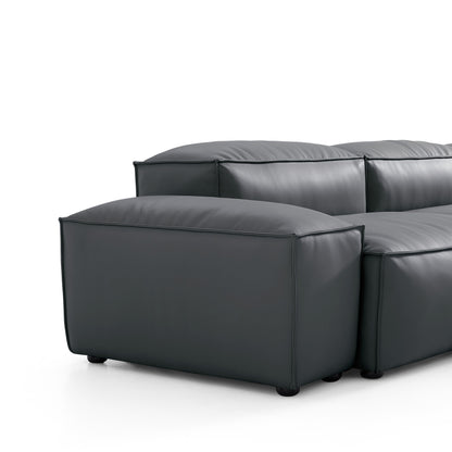 Flex Modular Black Genuine Leather Double Sided Sectional-Dark Gray