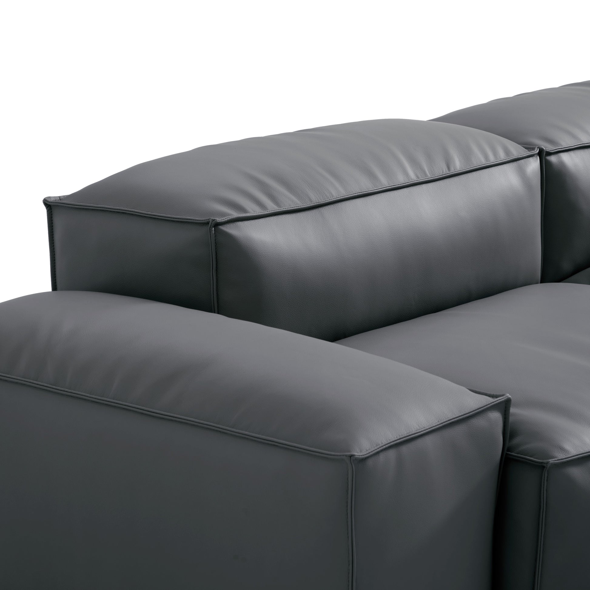 Flex Modular Black Genuine Leather Double Sided Sectional-Dark Gray