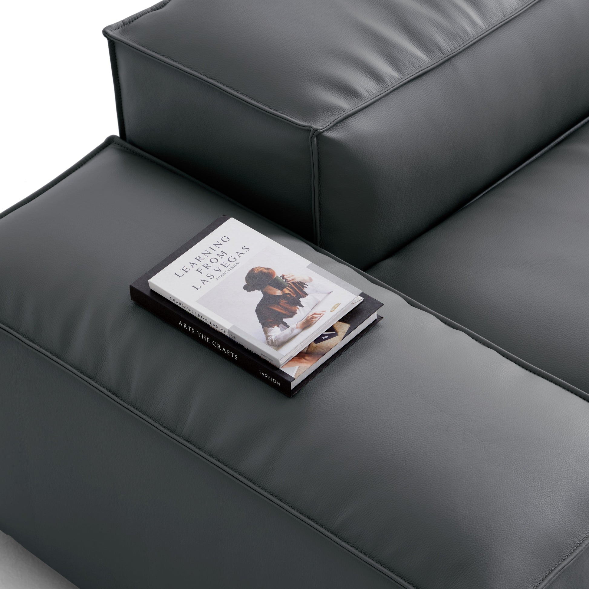 Flex Modular Black Genuine Leather Double Sided Sectional-Dark Gray