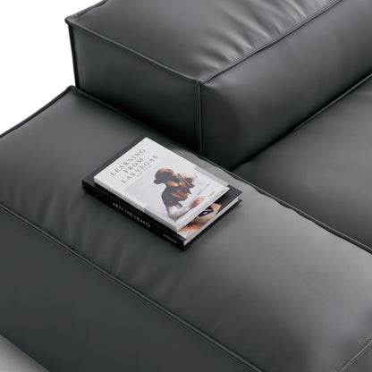 Flex Modular Black Genuine Leather Double Sided Sectional-Dark Gray