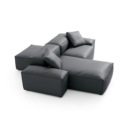 Flex Modular Black Genuine Leather Double Sided Sectional-Dark Gray-105.5"-Low & High