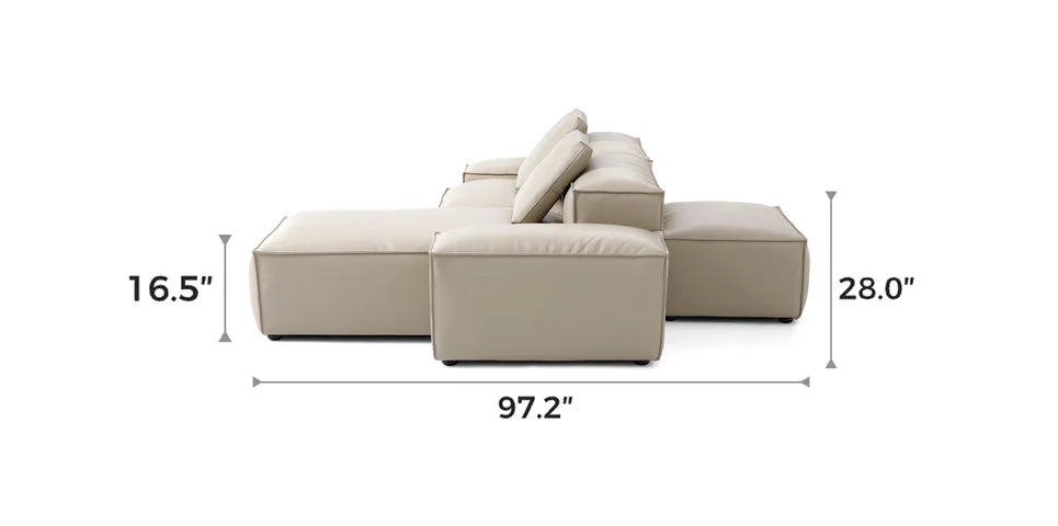 Cube Modular Beige Genuine Leather Double-Sided Sectional