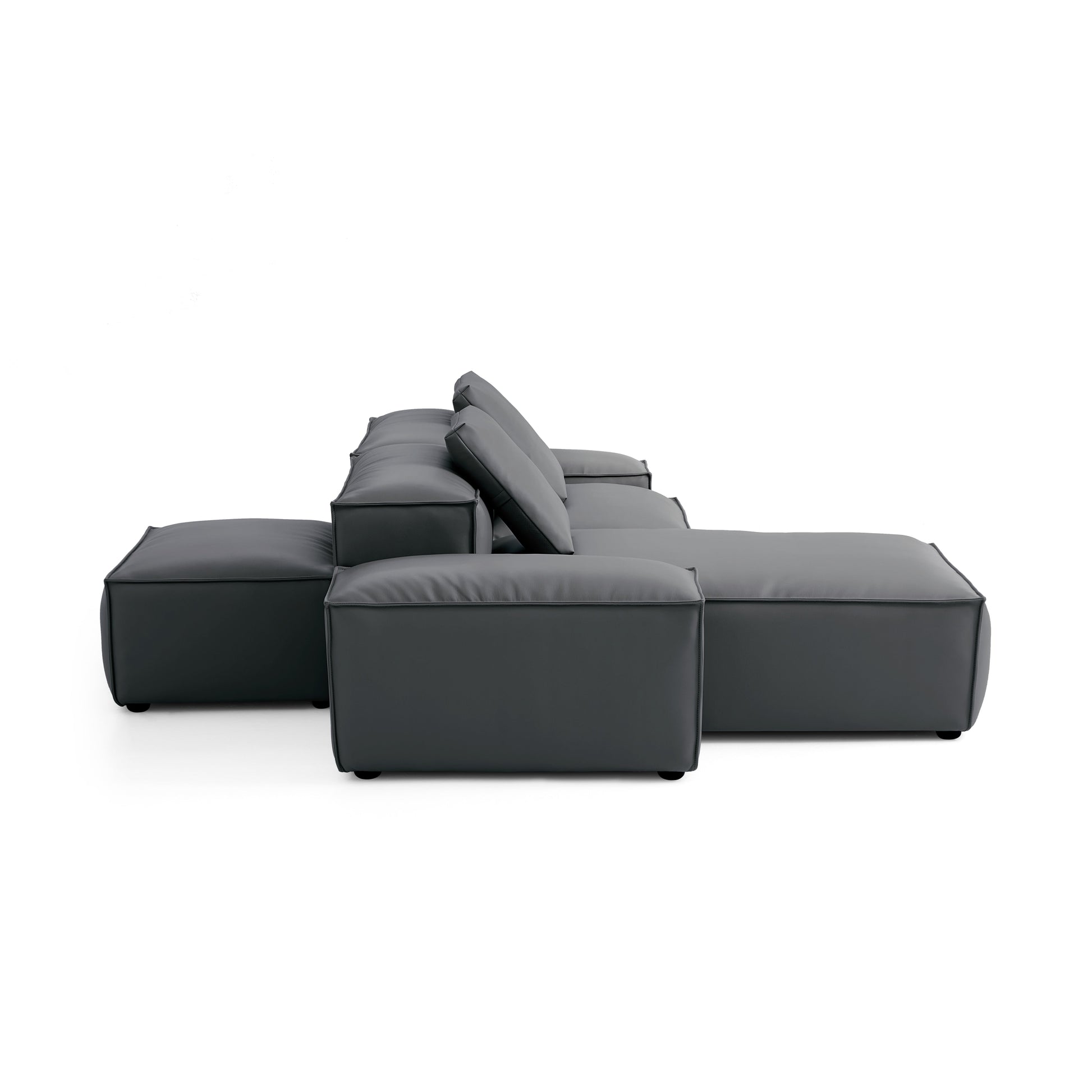 Flex Modular Black Genuine Leather Double Sided Sectional-Dark Gray-105.5"-Low