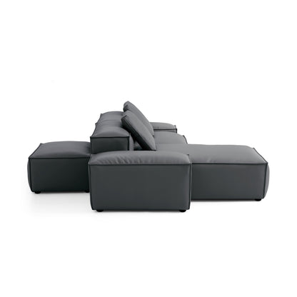 Flex Modular Black Genuine Leather Double Sided Sectional-Dark Gray-105.5"-Low