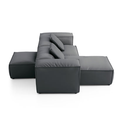 Flex Modular Black Genuine Leather Double Sided Sectional-Dark Gray-105.5"-High