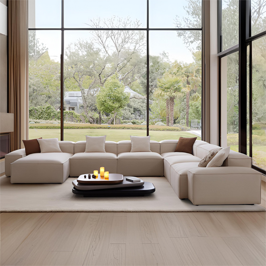 Freedom Modular Khaki U Shaped Sectional Sofa-Khaki