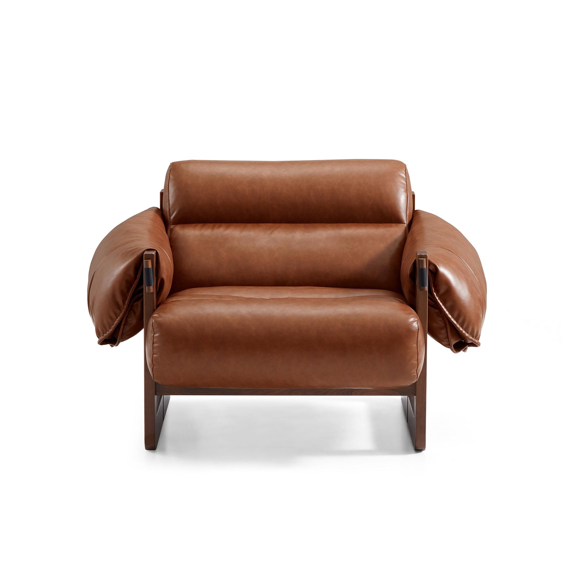 Retro Modern Leather Lounge Chair-Brown