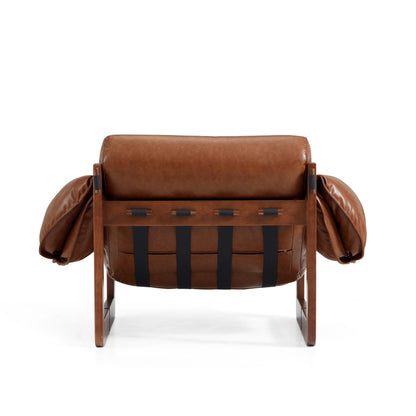 Retro Modern Leather Lounge Chair-Brown