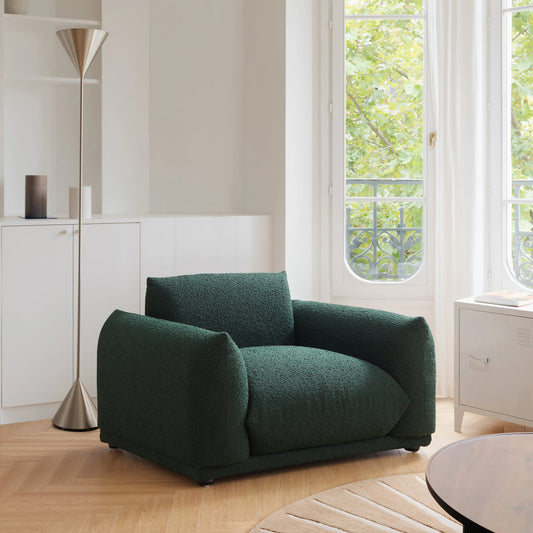 Verdant Lounge Green Boucle Armchair-Green