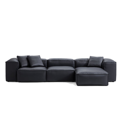 Flex Modular Brown Genuine Leather Sectional-Black-142.9″-High