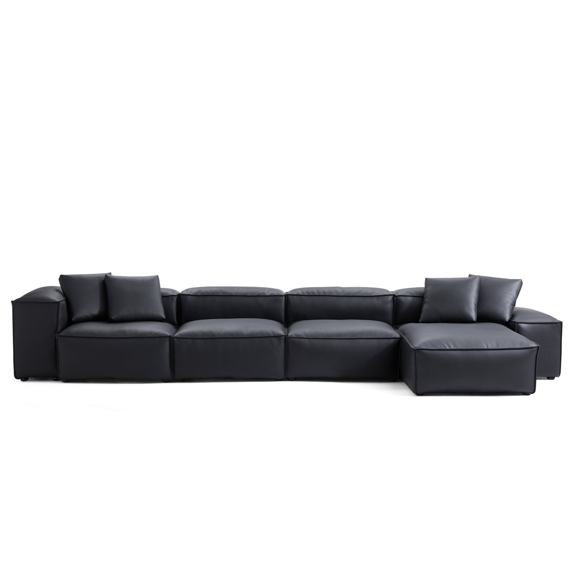 Flex Modular Brown Genuine Leather Sectional-Black-180.3″-Low & High
