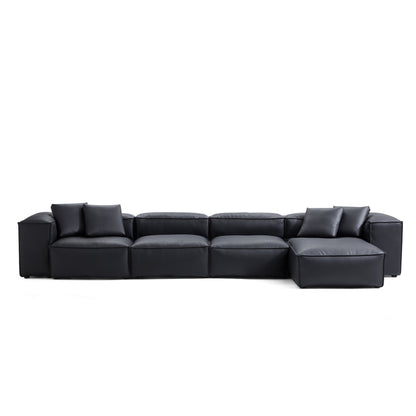 Flex Modular Brown Genuine Leather Sectional-Black-180.3″-High