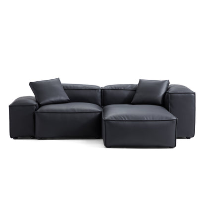 Flex Modular Brown Genuine Leather Sectional-Black-105.5″-Low & High