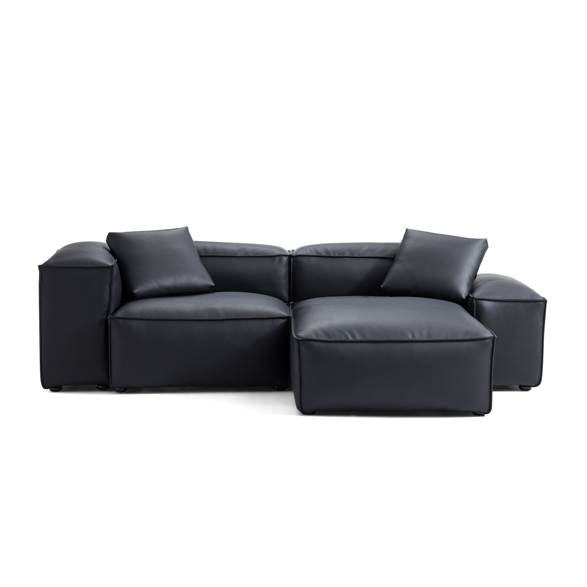 Flex Modular Brown Genuine Leather Sectional-Black-105.5″-Low & High