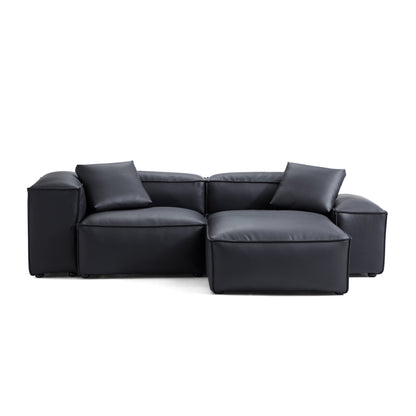 Flex Modular Brown Genuine Leather Sectional-Black-105.5″-Low & High