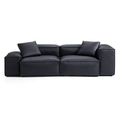 Flex Modular Brown Genuine Leather Sofa-Black-105.5"-Low & High
