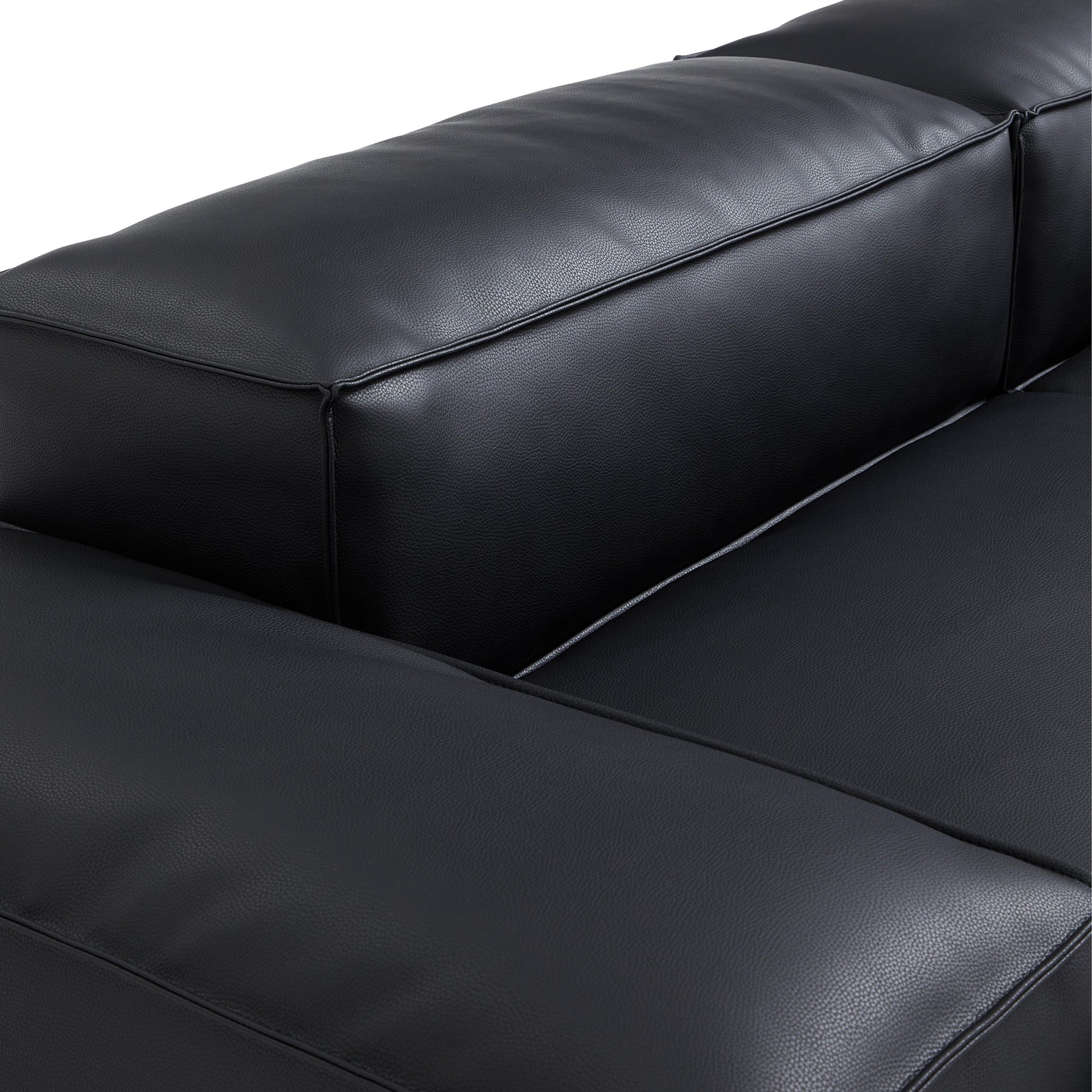 Flex Modular Black Genuine Leather Sofa-Black
