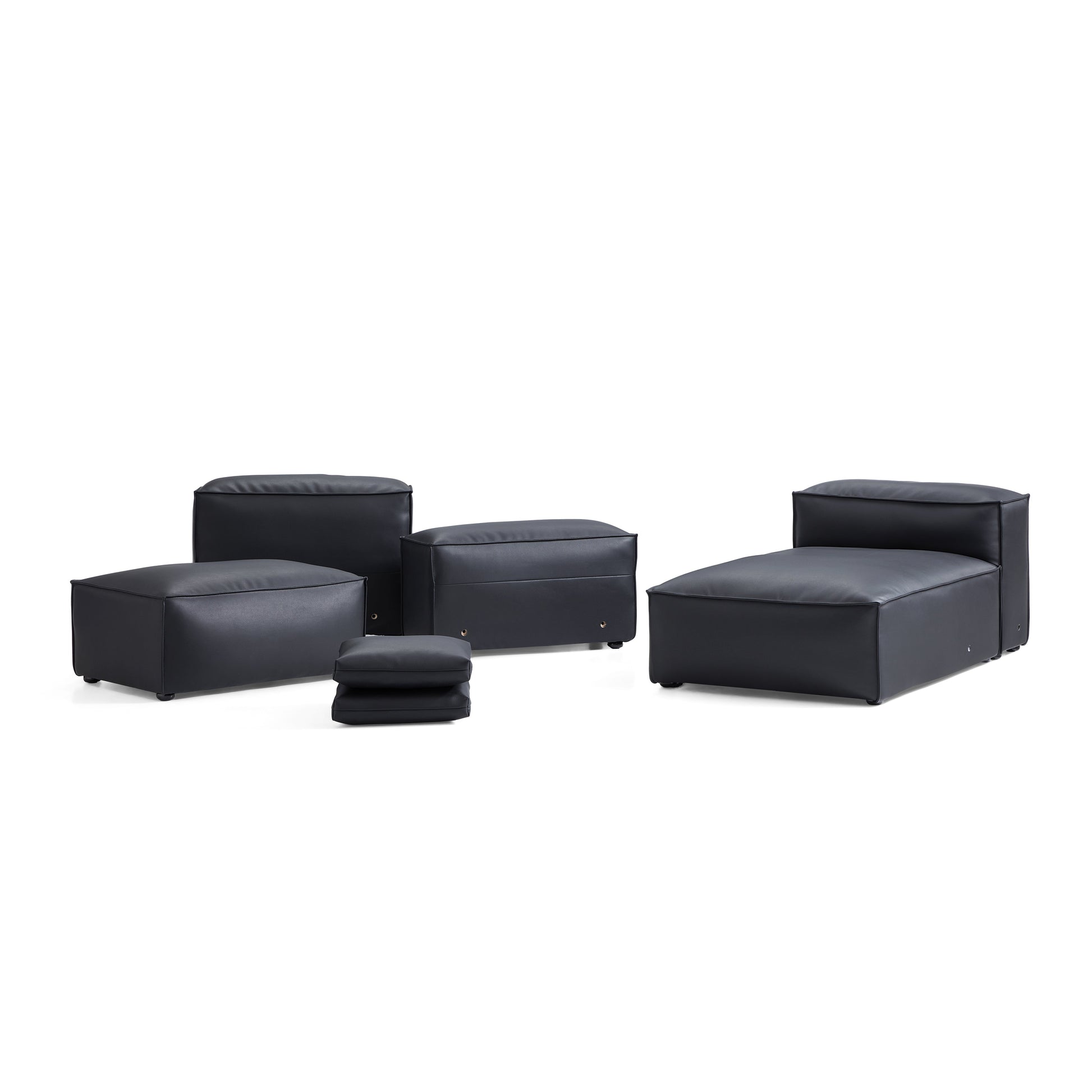 Flex Modular Brown Genuine Leather Sectional-Black