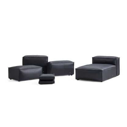 Flex Modular Brown Genuine Leather Sectional-Black