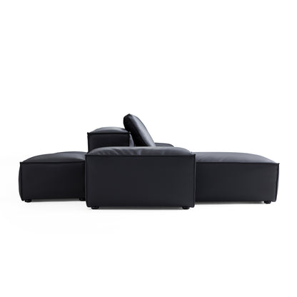Flex Modular Brown Genuine Leather Double Sided Sectional-Black
