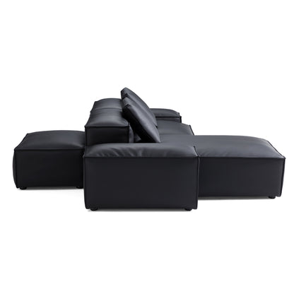 Flex Modular Brown Genuine Leather Double Sided Sectional-Black-105.5"-Low