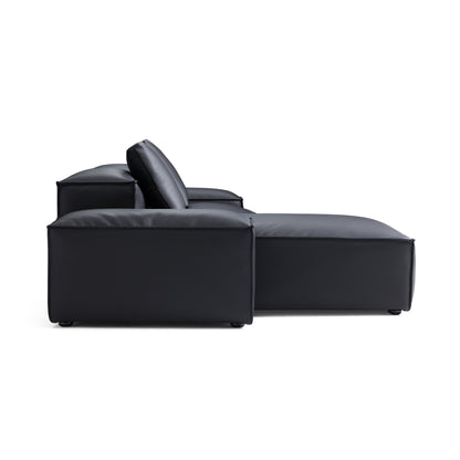 Flex Modular Brown Genuine Leather Sectional-Black