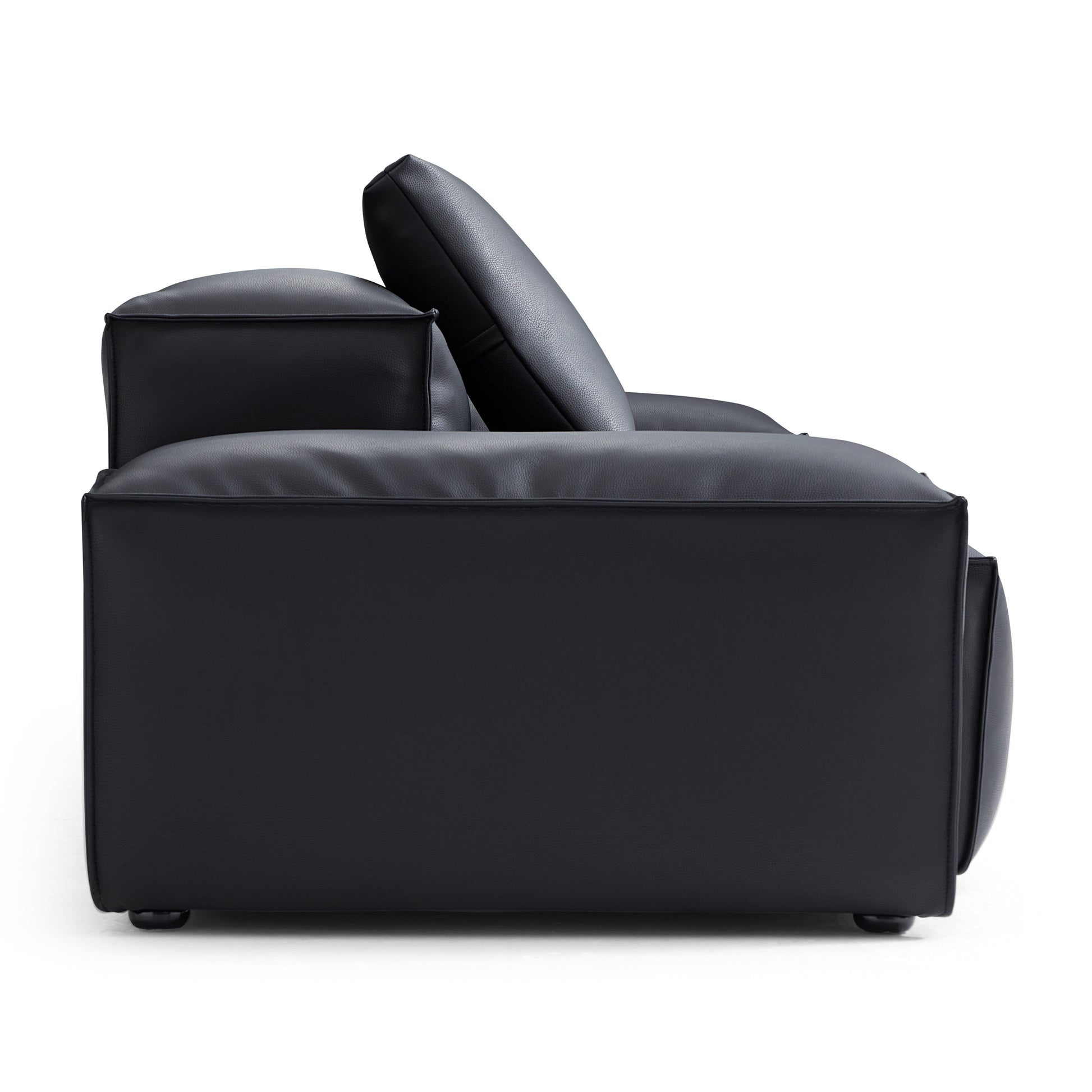Flex Modular Black Genuine Leather Sofa-Black