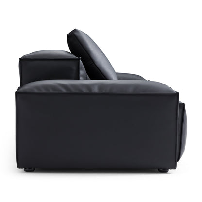 Flex Modular Black Genuine Leather Sofa-Black