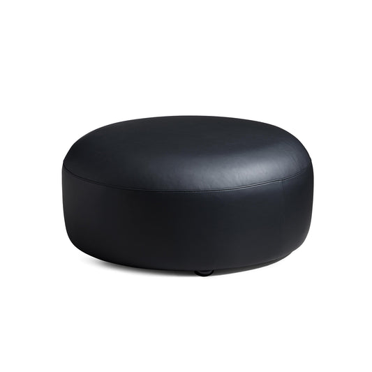Monolith Round Black Leather Ottoman-hidden