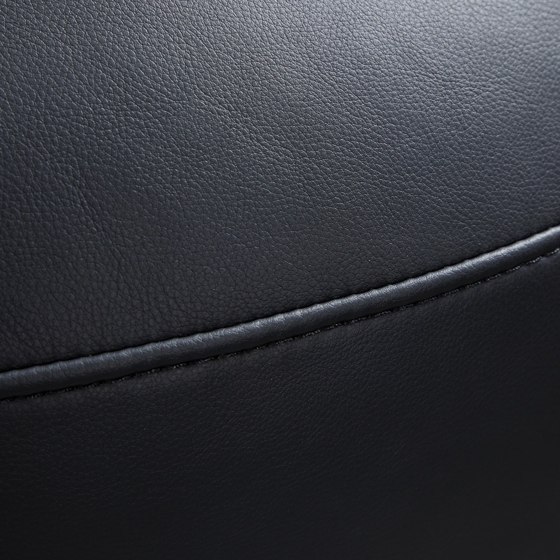 Monolith Round Black Leather Ottoman-Black
