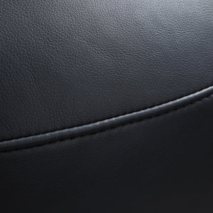 Monolith Round Black Leather Ottoman-Black