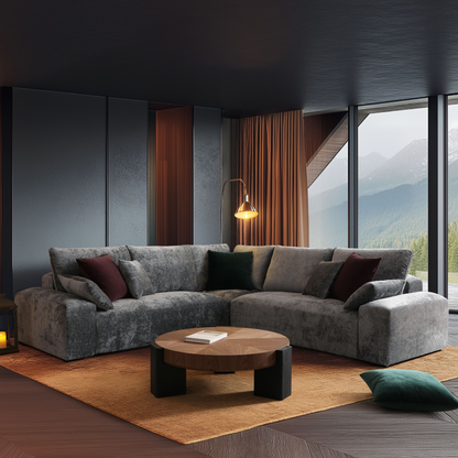 The Empress Gray Corner Sectional Sofa-Gray