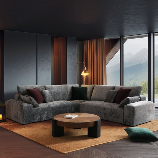 The Empress Gray Corner Sectional Sofa-Gray