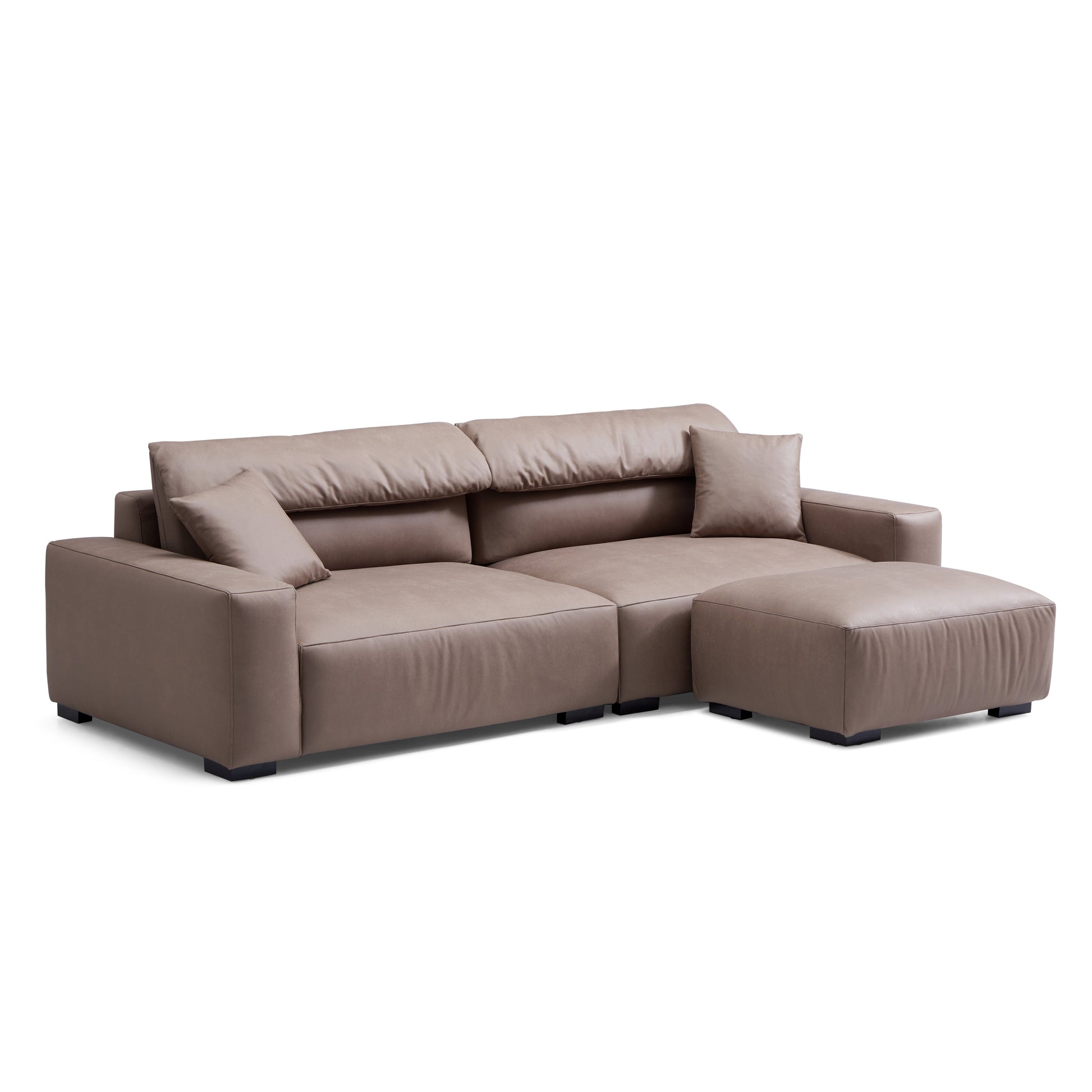 Chestnut Brown Leather Sofa and Ottoman-Brown-108.6"