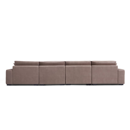 Chestnut Brown Double Chaise Sectional-Brown-163.0"