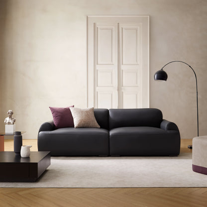 Brenley Modern Italian Leather Sofa-Black