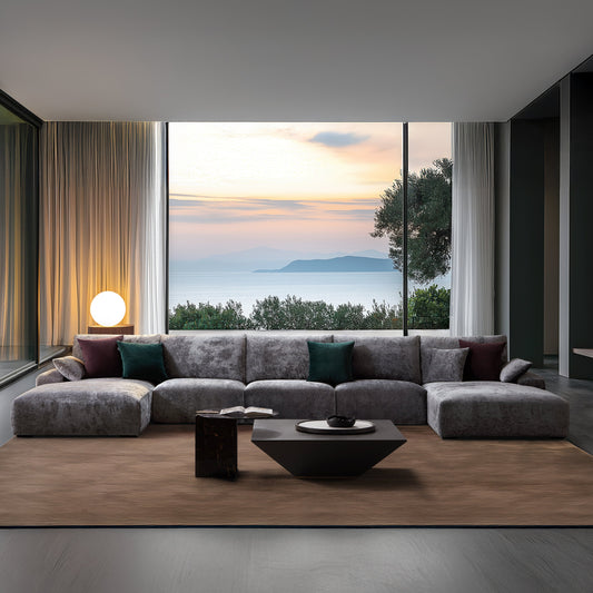 The Empress Gray U Shaped Sectional Sofa-Gray