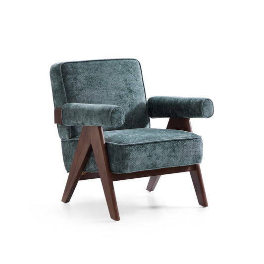 Fauteuil d'appoint en velours chenille vert Wooster