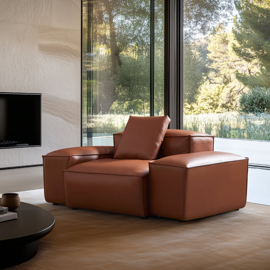 Cube Modular Brown Genuine Leather Armchair