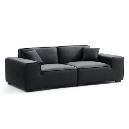 Domus Modular Black Leather Sofa Set-Black-94.5″