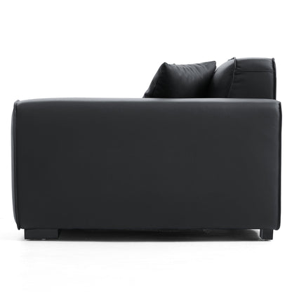 Domus Modular Khaki Leather Sofa-Black