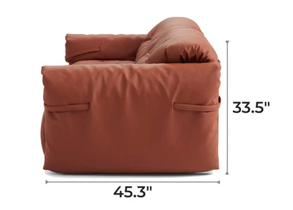 Butter Tufted Reddish Brown Genuine Leather Sofa