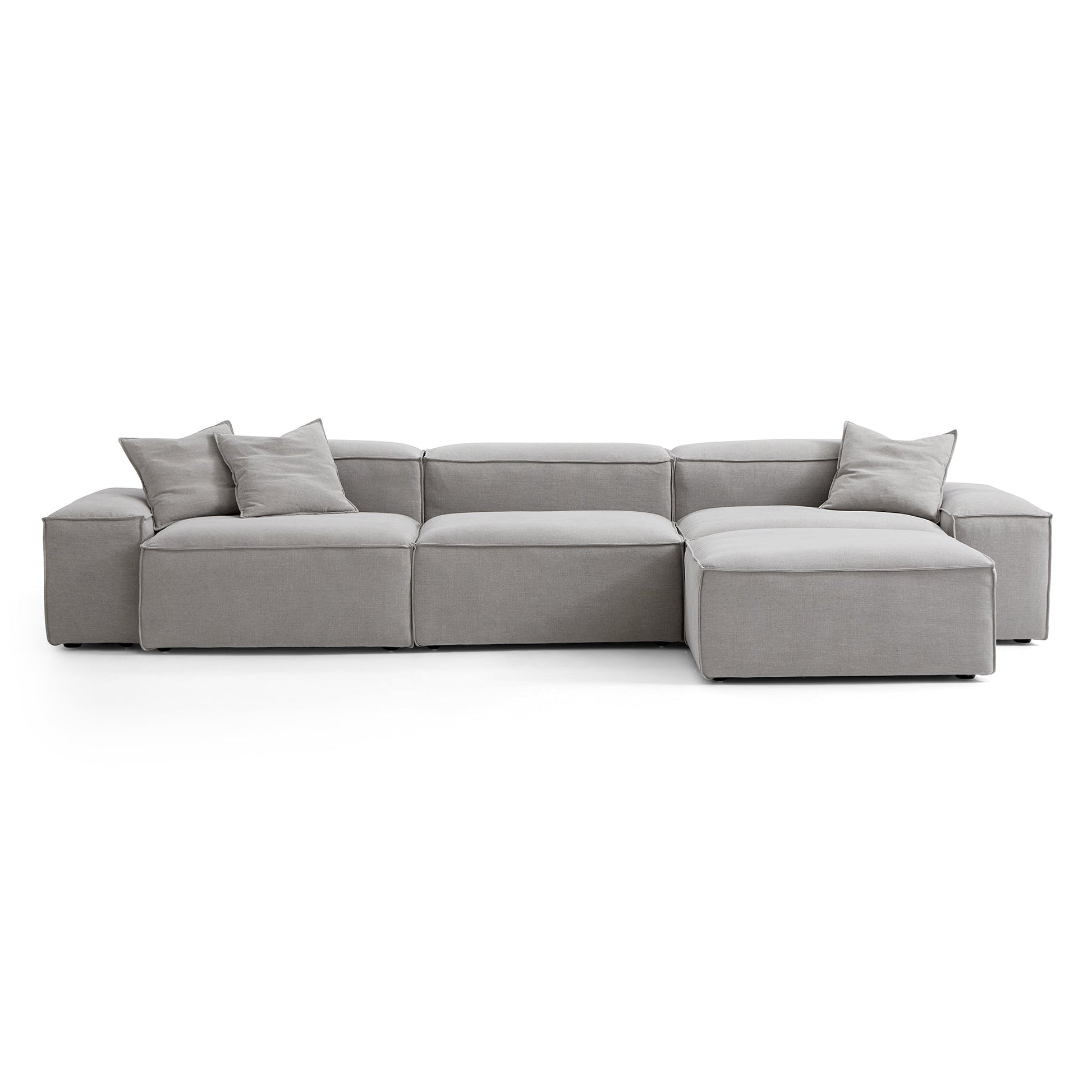 Freedom Modular Sofa with Ottoman-New Gray-143.7"-Low & High
